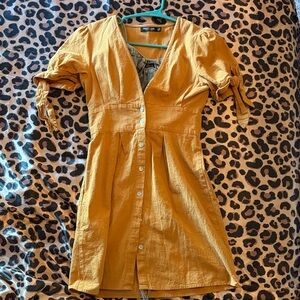 Nasty Gal Mustard Button-Up Midi Dress
